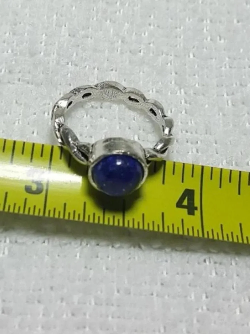 925 Silver Lapis Lazuli Round Cabochon Ring - Blue